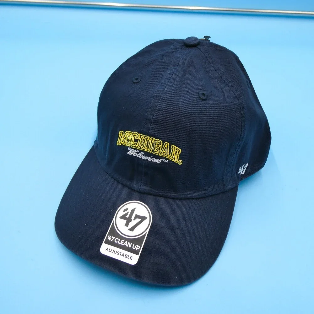'47 Brand U of M‎ Hat Mens Navy Blue Cap Michigan Wolverines Strap College New